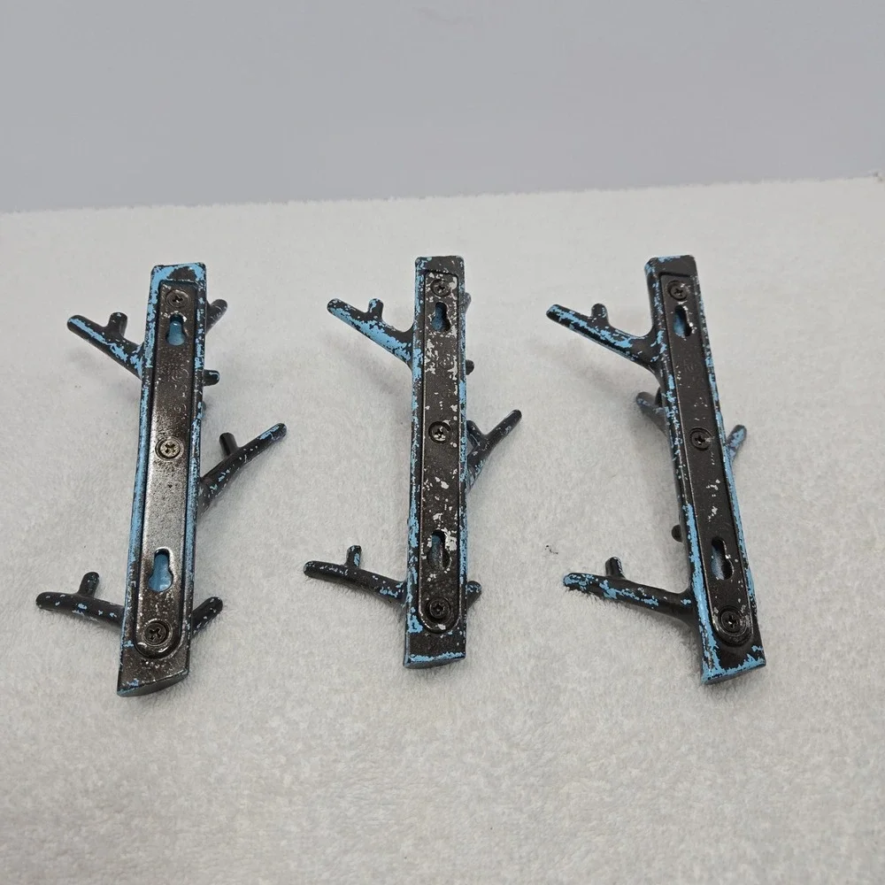 Bosign 3 Piece Tree Branch Wall Hanger Hooks Powder Blue Gunmetal Key Coat Hook